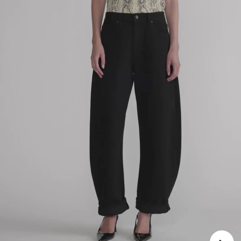 FRAME The Bubble High Rise Wide Leg Jeans in Black